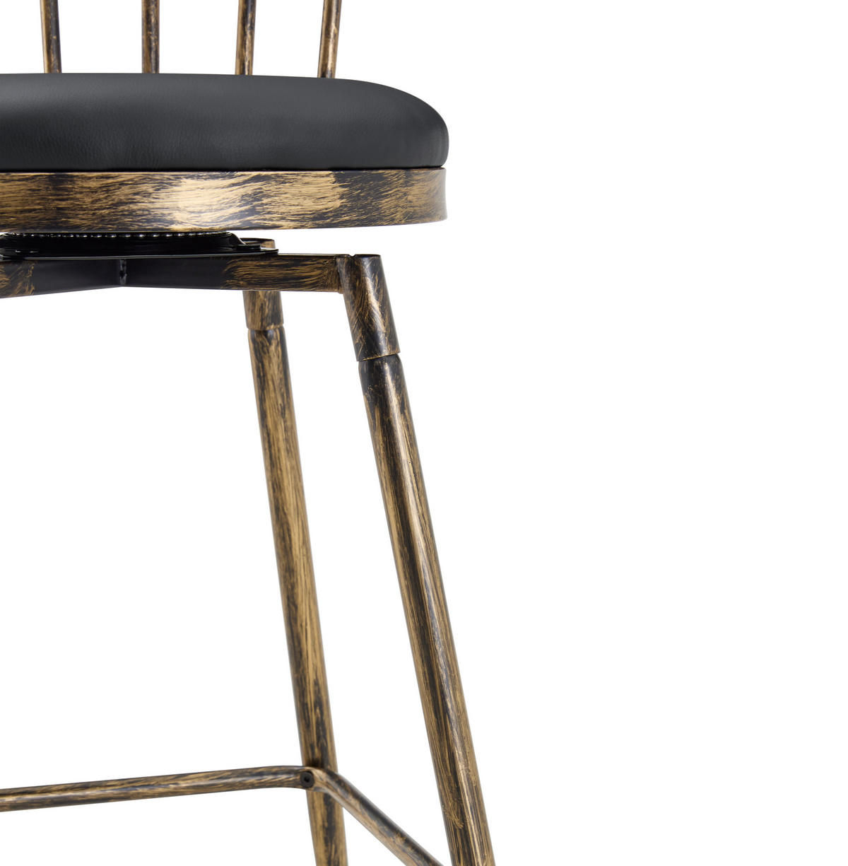 BARHOCKER Windsor-Stil mit Polstersitz Metall Black+Brown - Schwarz, Metall (39/96/39.1cm) - Meubliv