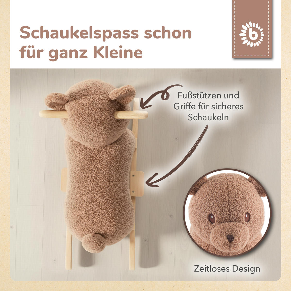 SCHAUKELTIER Bär Mika - Braun, Textil (33/45/68cm) - Bieco Spielwaren