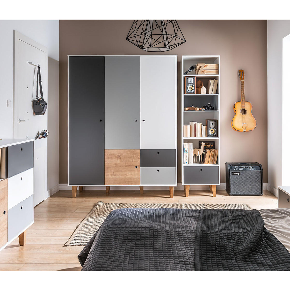 KNIHOVNA šedá - šedá, kompozitní dřevo (45/201.5/53.5cm) - Petits-meubles