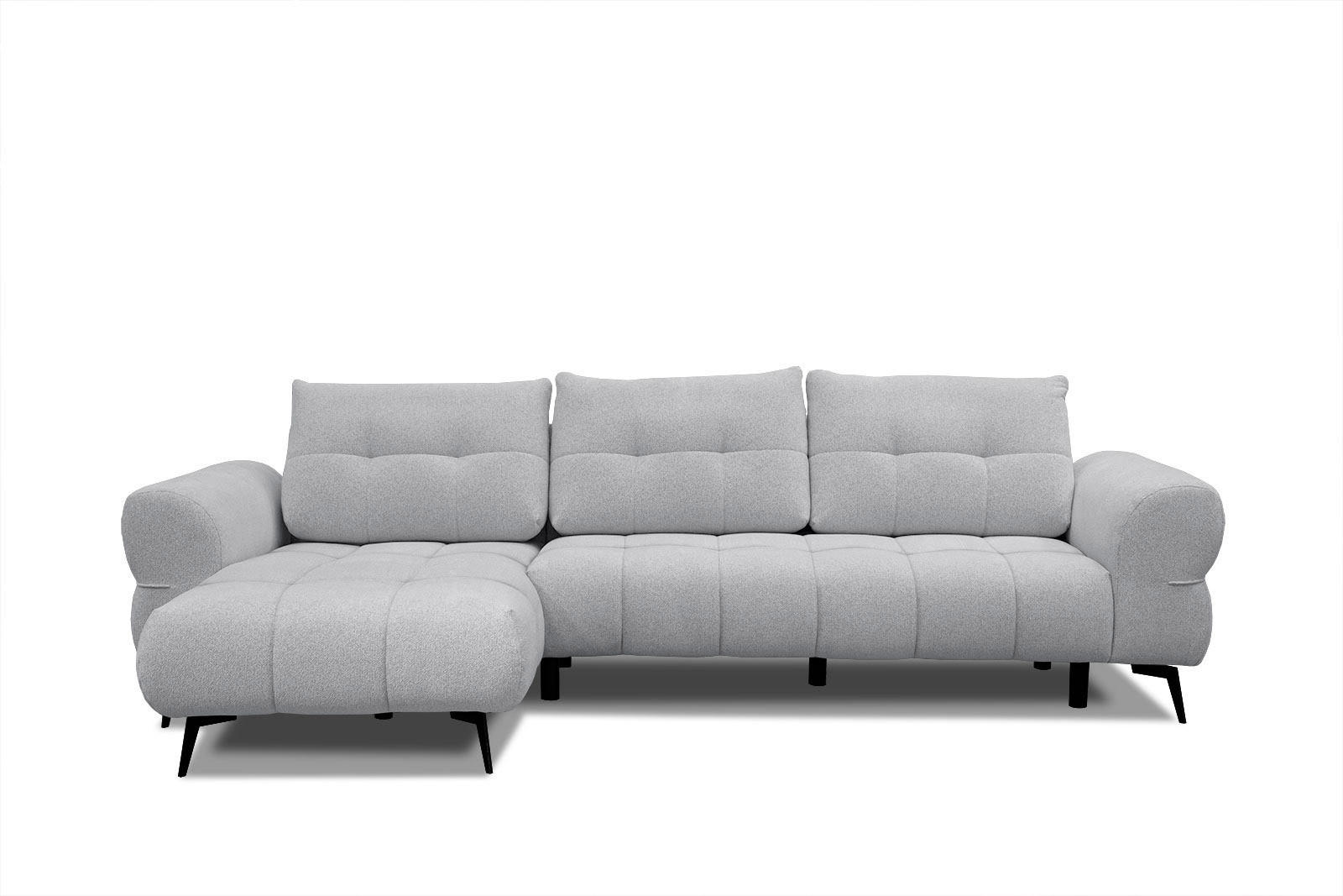 ECKSOFA SALVINI 4-Sitzer, hellgrau - Hellgrau/Schwarz, Holzwerkstoff/Textil (158/292cm) - Courtois Laville