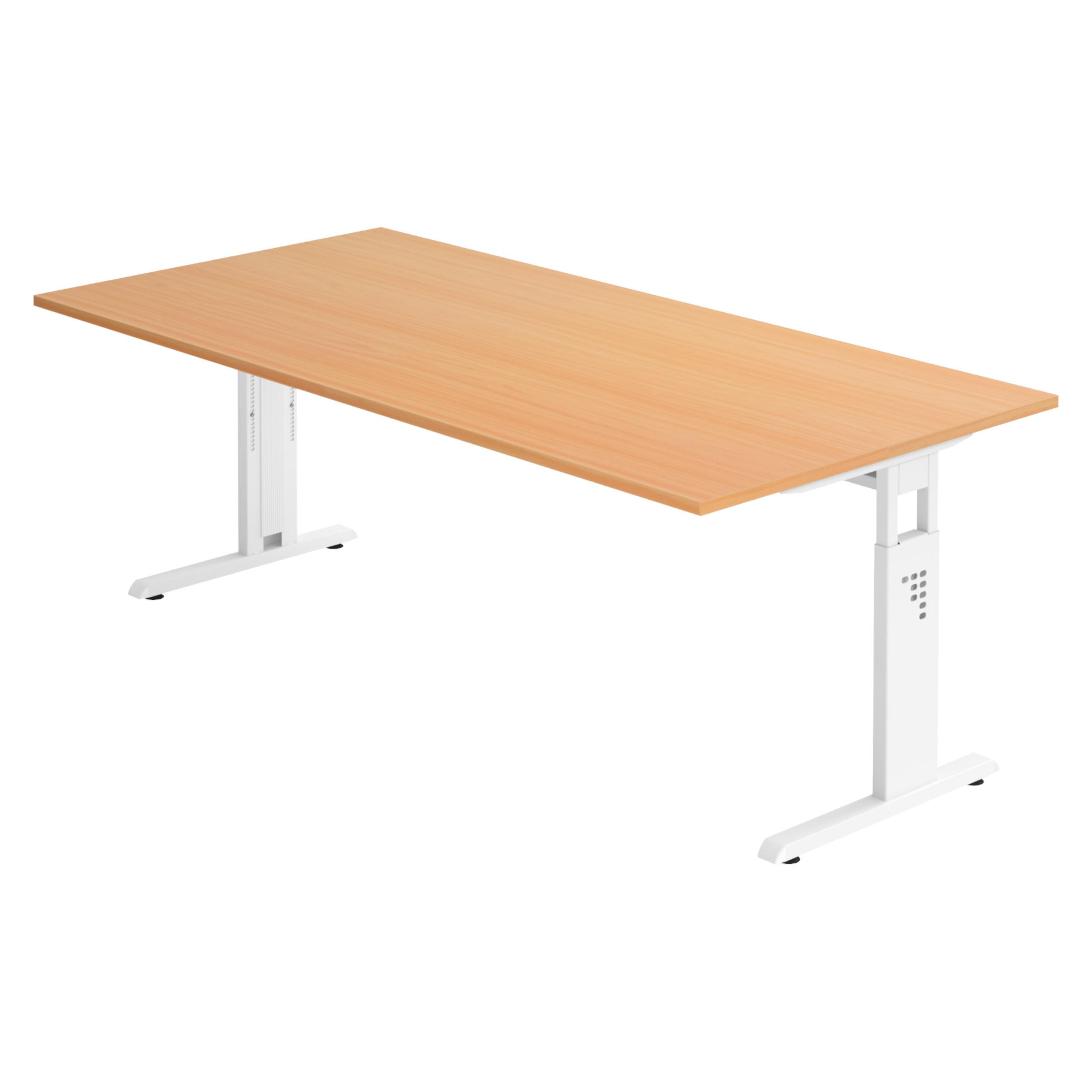 SCHREIBTISCH Serie-O 100/200/74 cm in Buchefarben/Weiß - Buchefarben/Weiß, Holzwerkstoff (100/200/74cm) - bümö
