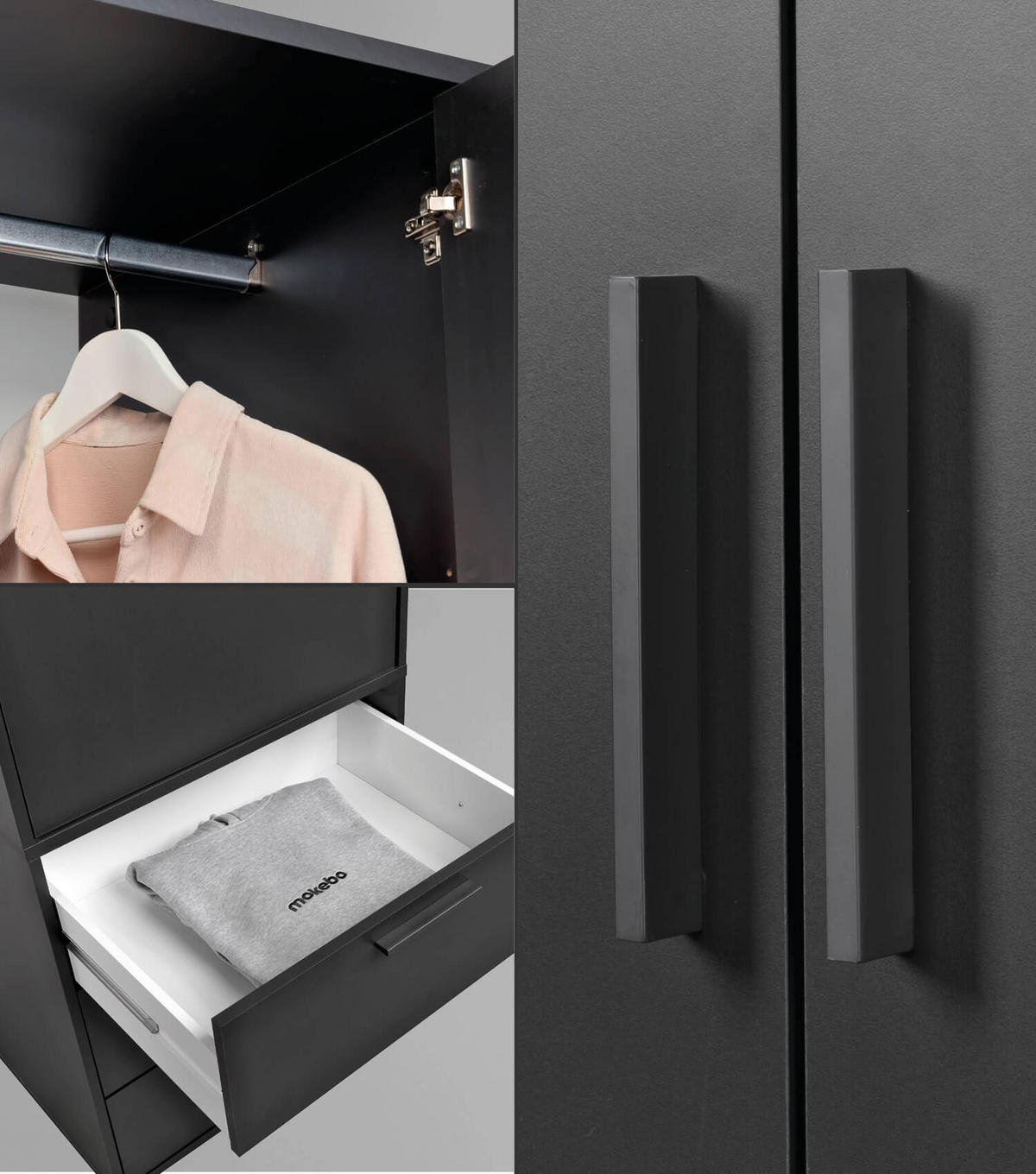 KLEIDERSCHRANK Der Grenzenlose - Anthrazit, Holzwerkstoff (120/187/58cm) - Mokebo