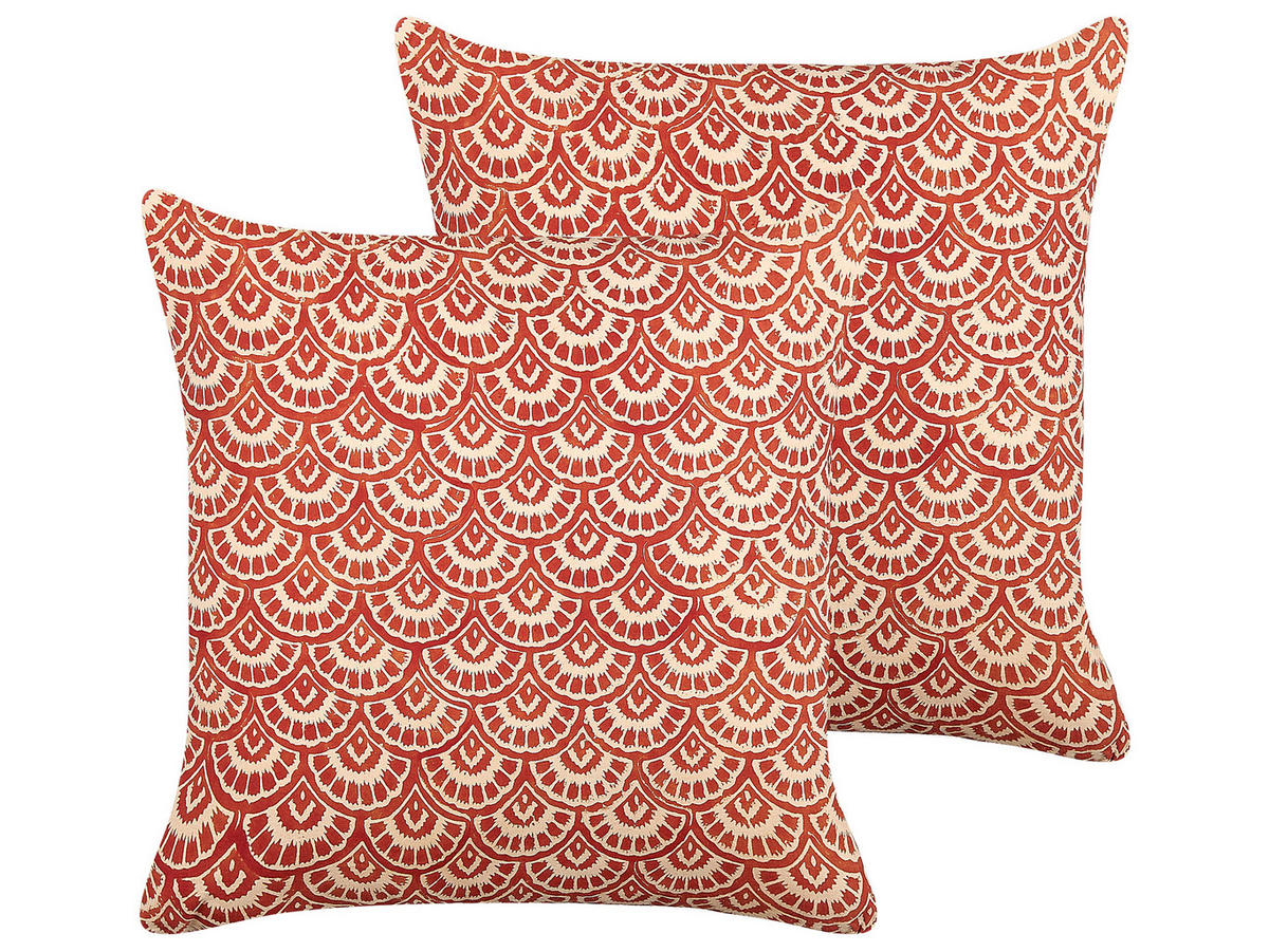 DEKOKISSEN 2er-Set Creme 45/45 cm Rhus - Creme, Naturmaterialien/Textil (45/45cm) - Beliani