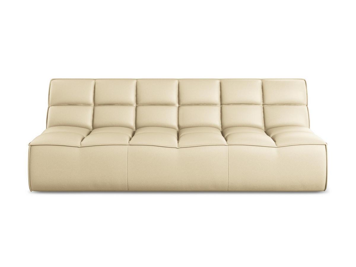 3-SITZER SOFA Kunstleder Beige - Beige/Schwarz, Leder/Kunststoff (210/75/93cm) - Makamii