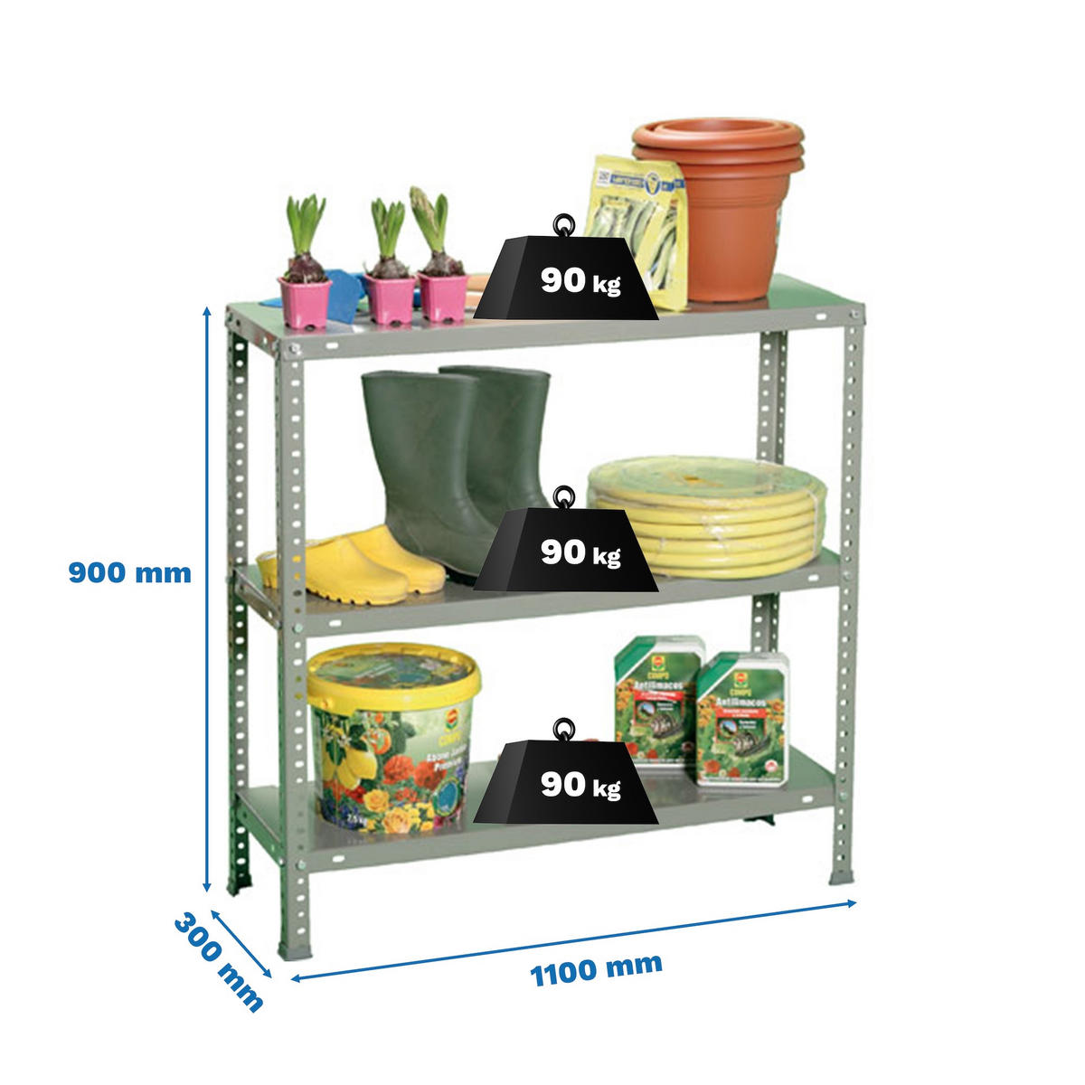 SCHRAUBREGAL PANDA MINI | HxBxT 90x110x30cm | 3 Fachböden | Fachlast 90kg | Grau - Grau, Metall (110/90/30cm) - PROREGAL