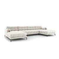 PANORAMASOFA Mamaia aus strukturiertem Stoff leichtes beige 6 Sitzplätze - Creme, Textil (185/75/383cm) - Micadoni