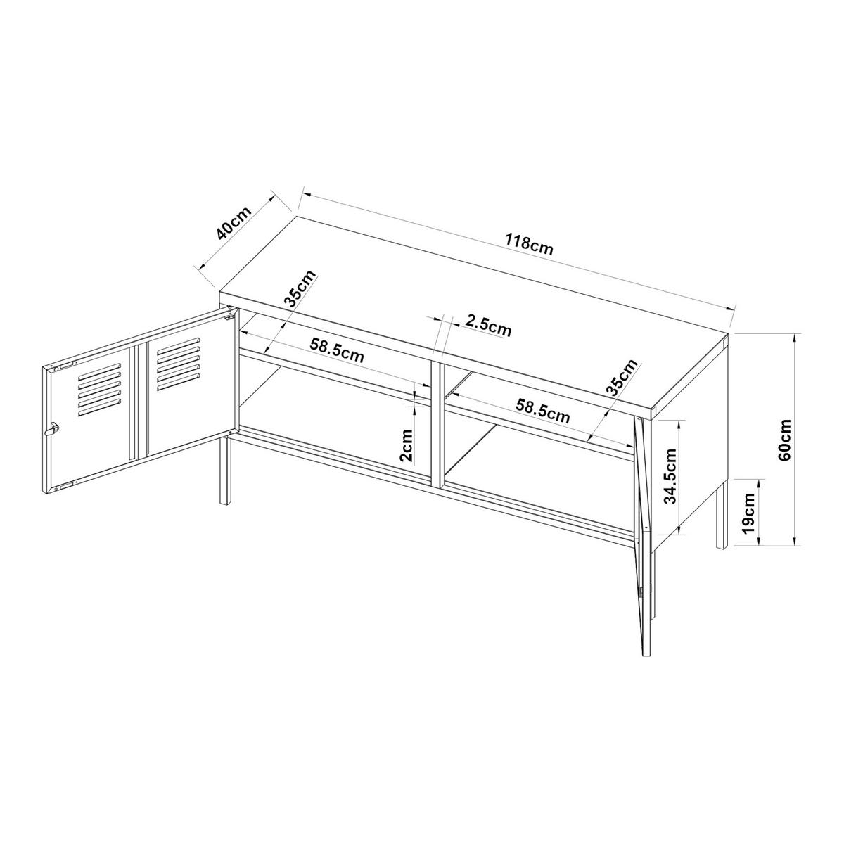 SIDEBOARD Pyhtää - Weiß, Metall (40/60/118cm) - [en.casa]