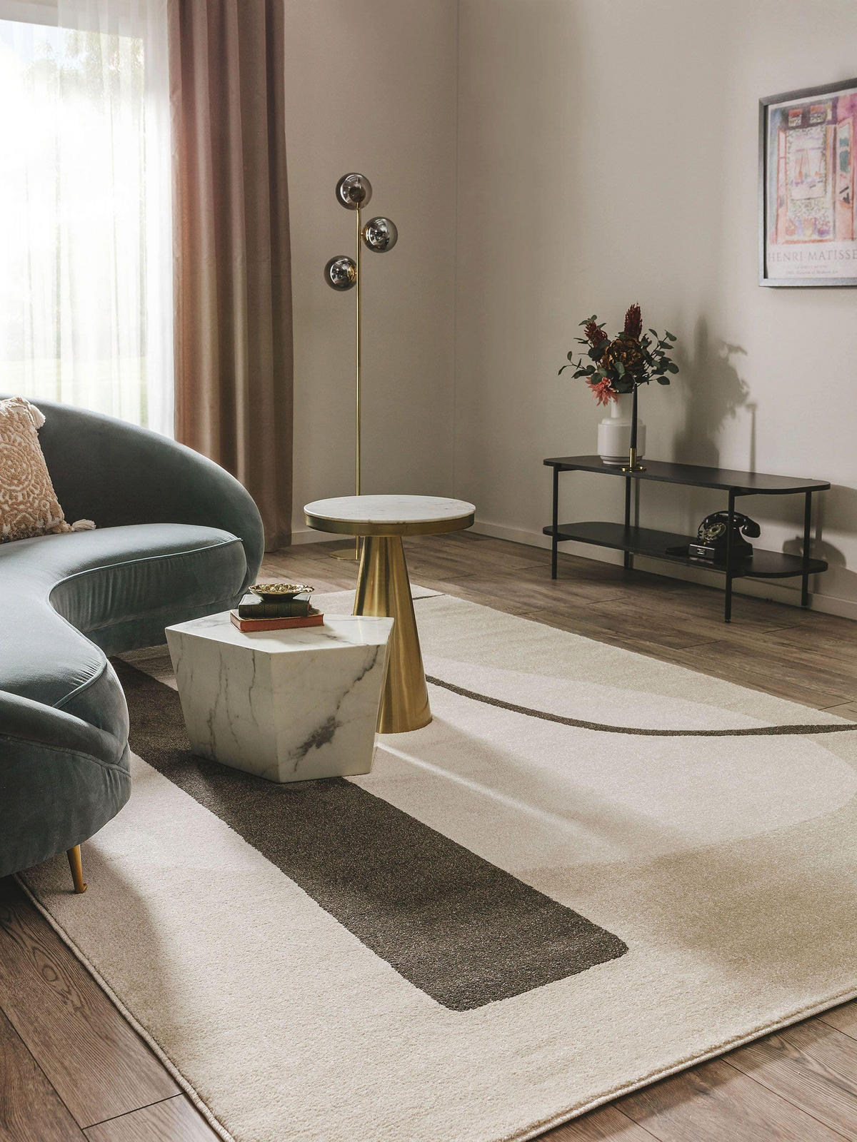TEPPICH Ida Cream/Anthrazit 120x170 cm - Creme, Textil (120/170cm) - benuta Pop