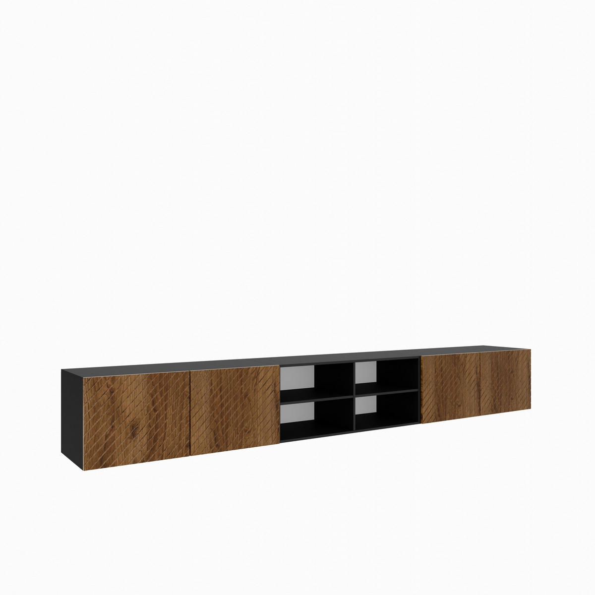 LOWBOARD CAVA 300/41/40 cm, Hängender TV-Schrank Schwarz / Eichefarben - Eichefarben/Schwarz, Holzwerkstoff (300/41/40cm) - MASSENO