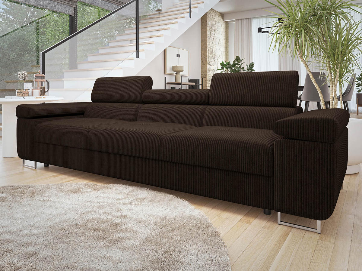 SOFA Torezio 3 Cord - Nussbaumfarben, Holz/Textil (263/90/102cm) - MIRJAN24