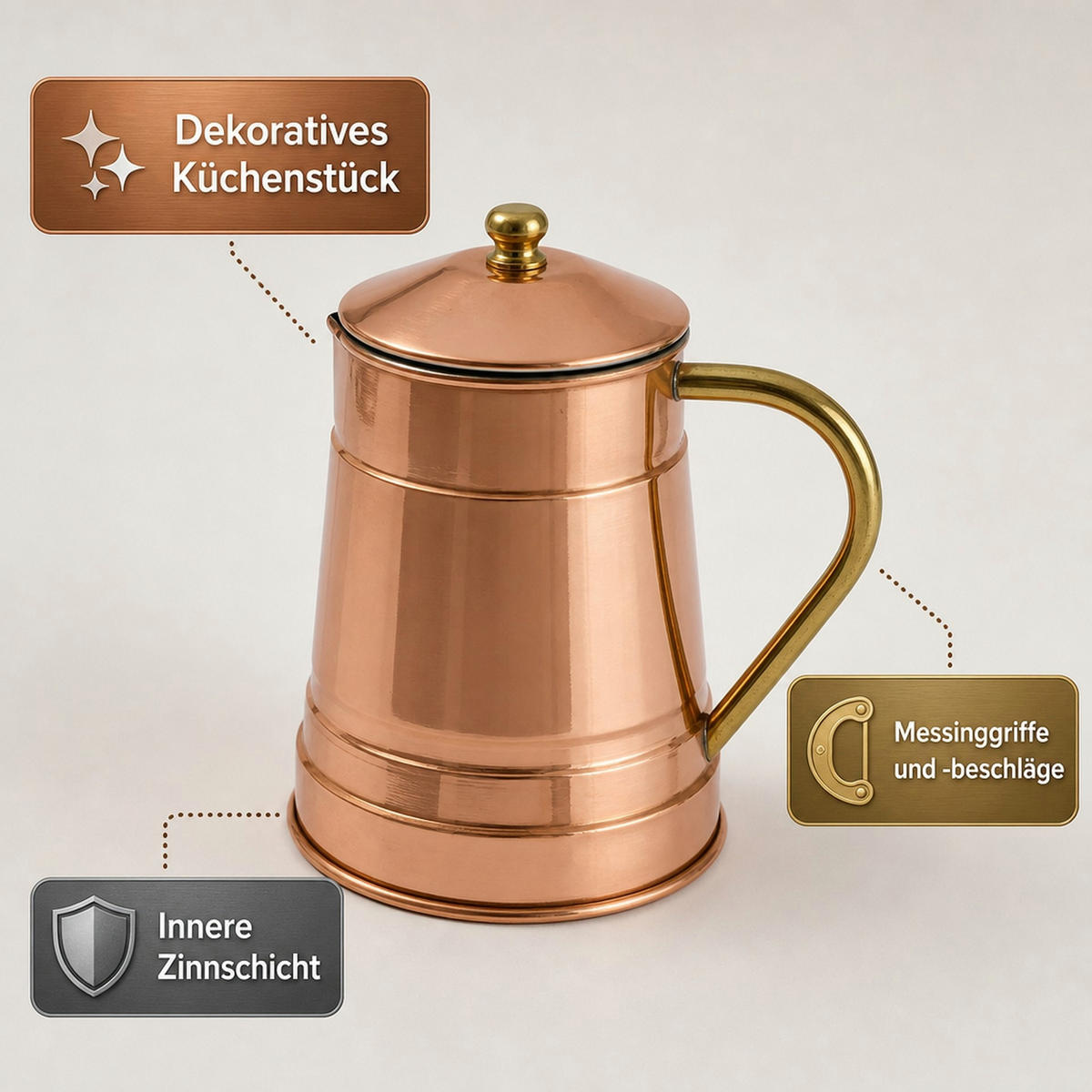 WASSERKOCHER - Kupferfarben, Metall (13.5/20/13.5cm) - ich-zapfe