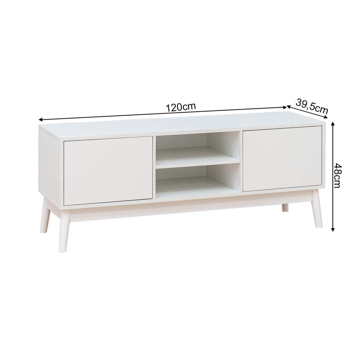 TV-SCHRANK Weiß 39,5/120/48 cm - Weiß, Holzwerkstoff (120/48/39.5cm) - Mobili Rebecca