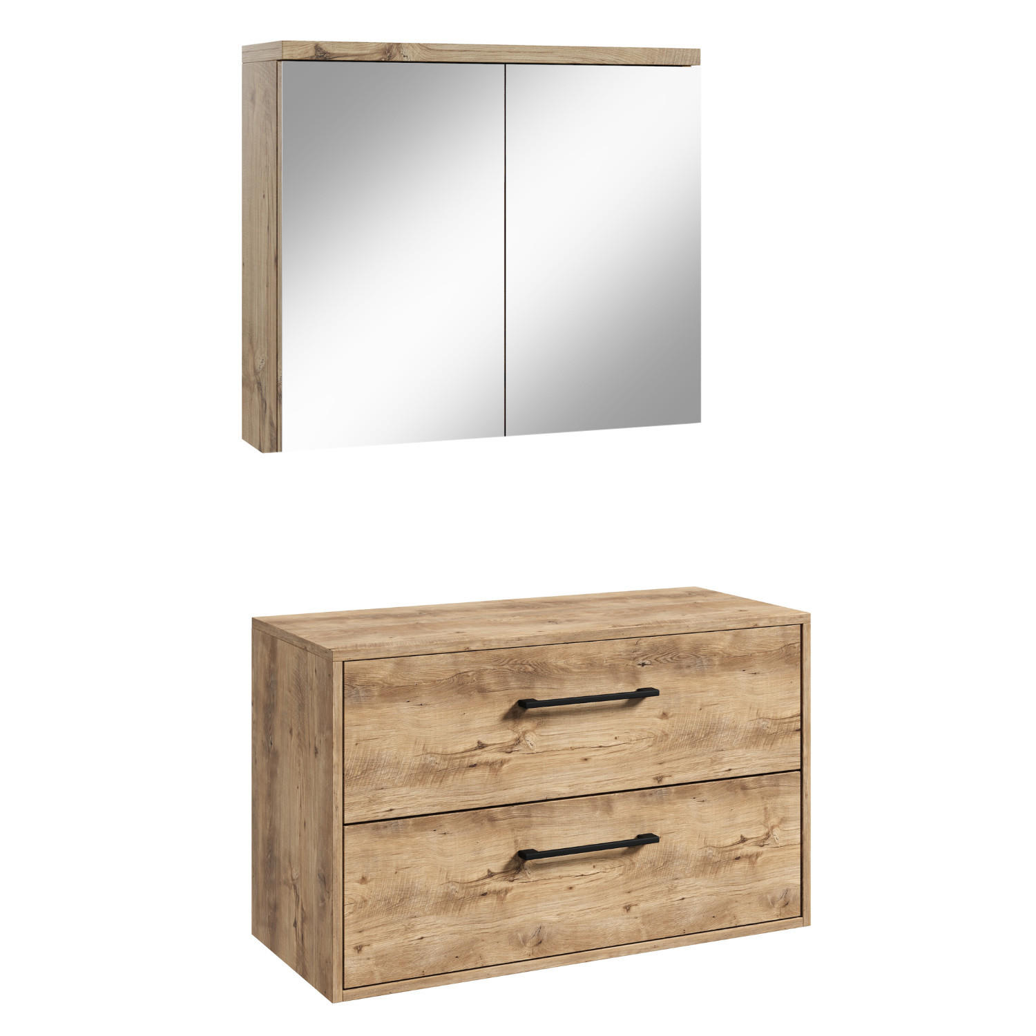BADMÖBEL-SET Florence 2 Teile Kastanien Eiche - 80 x 46 x 46 cm - Eichefarben, Holz (80/46/46cm) - Badplaats