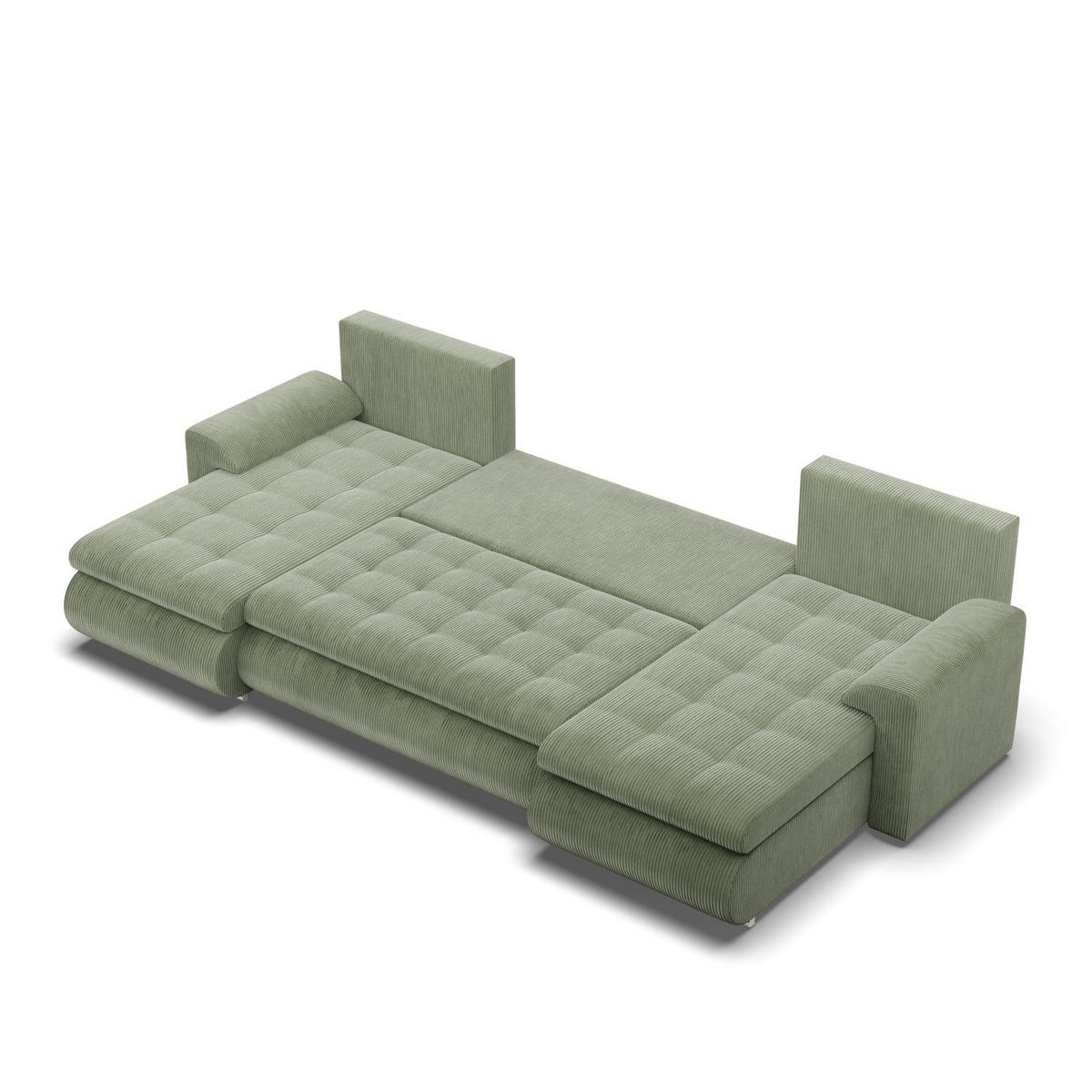 U-SOFA MIT SCHLAFFUNKTION FORESTA, Cord - Grün - Grün, Textil (302/89/159cm)