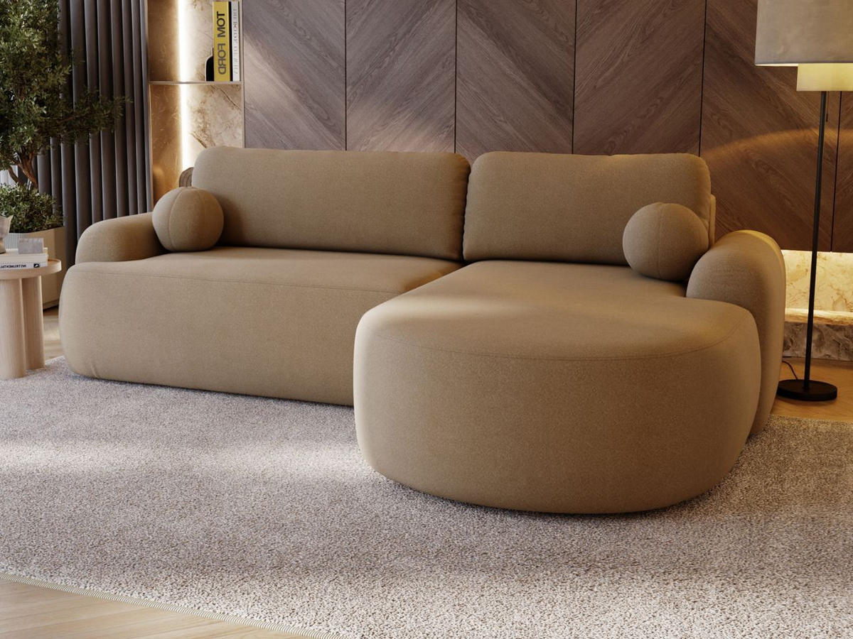 ECKSOFA Aurio Hellbraun Rechts - Hellbraun, Holz/Textil (261/177cm) - Graingold