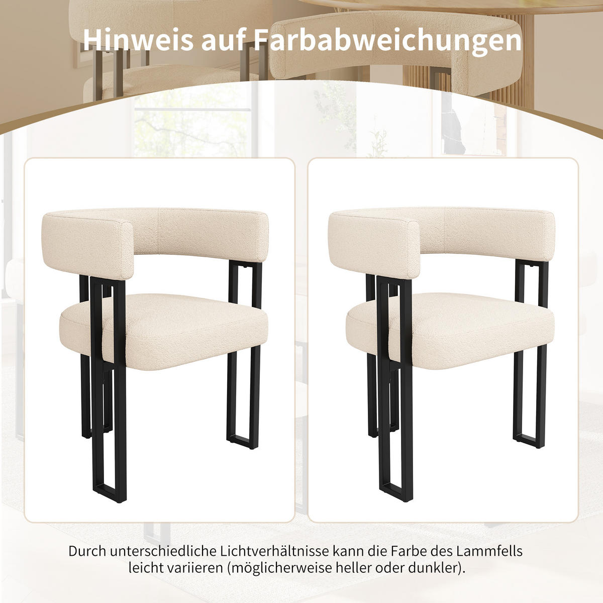WOHNZIMMER STÜHLE mit Lammwollstoff 4tlg mit Rückenlehne - Beige, Textil (54/72/51.5cm) - EVRYAE