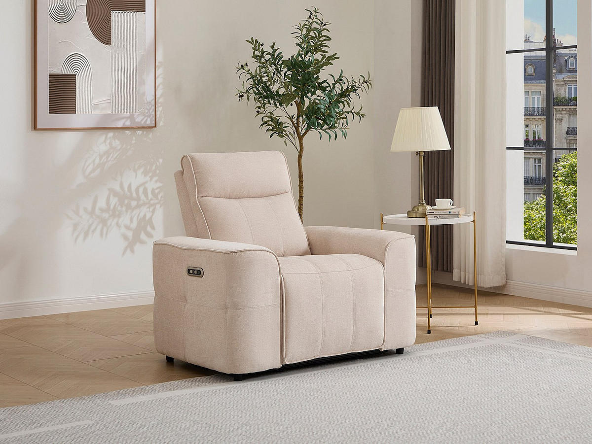 RELAXSESSEL - 1 Person - Stoff - Beige - - Beige, Textil (110/100/95cm) - Vente-Unique