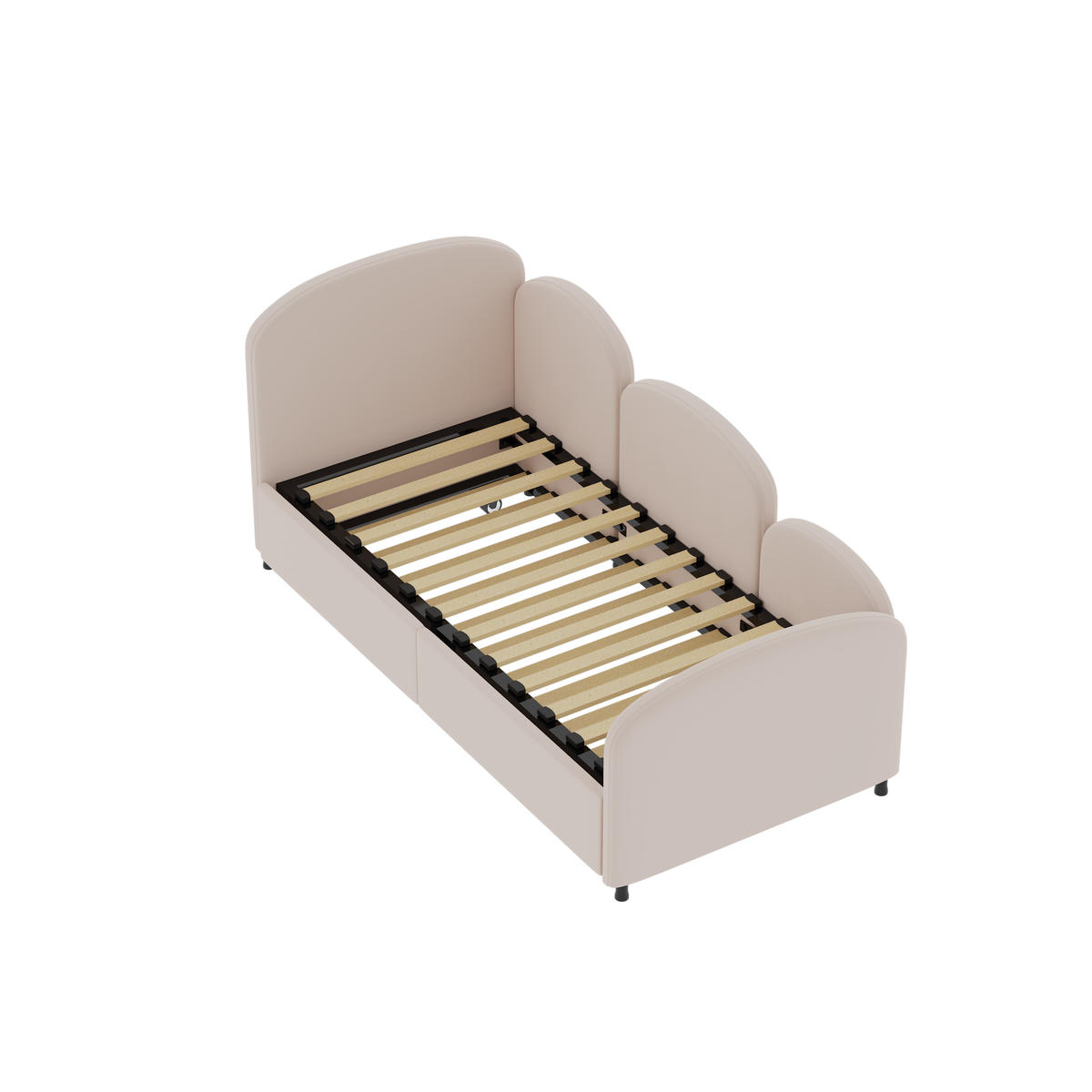 KINDERBETT 90/200 cm pink Blumendesign mit Stauraum - Rosa, Textil (90/200cm) - OKWISH