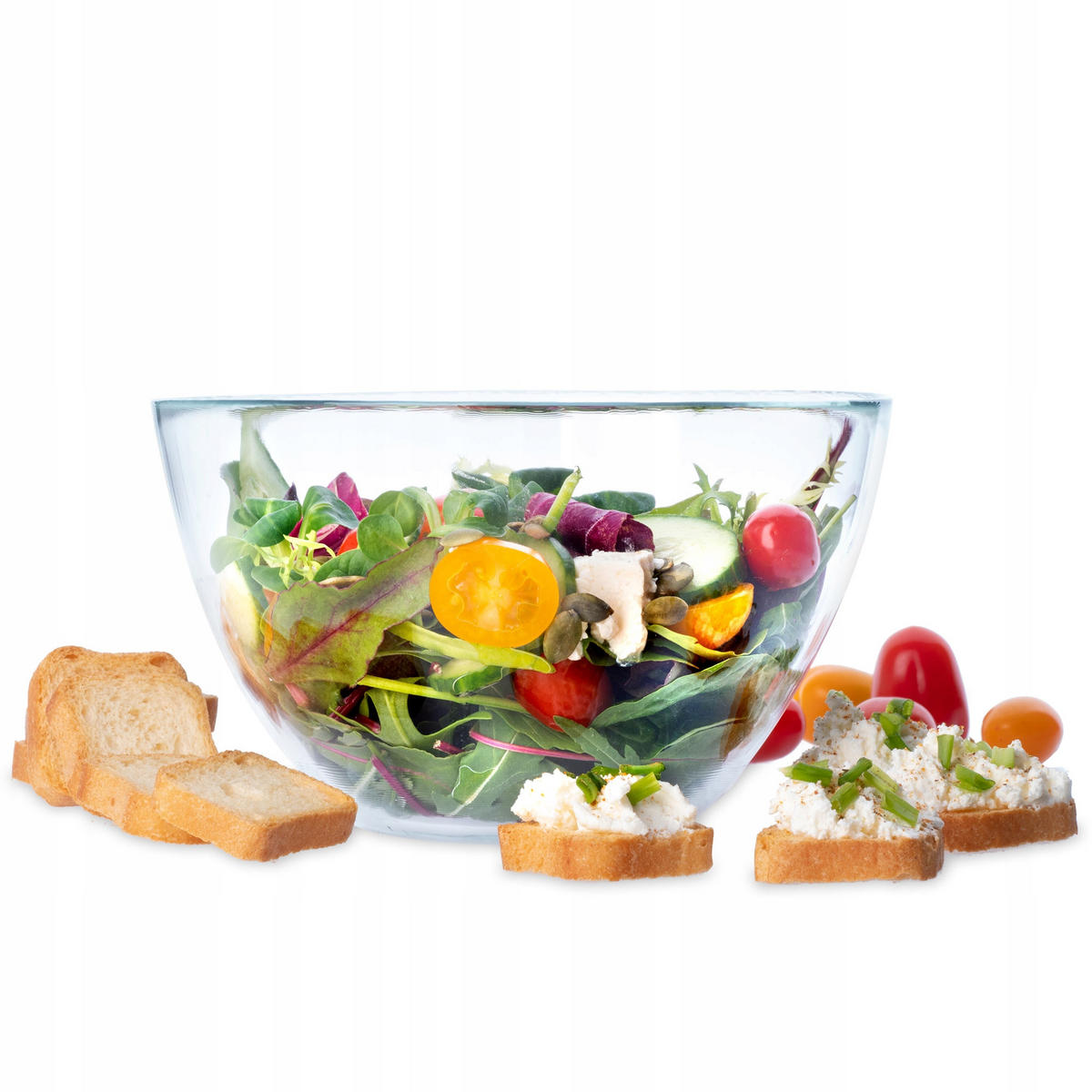 SALATSCHÜSSEL aus Glas 17 cm, 2 Stück - Transparent, Glas (17cm) - KADAX