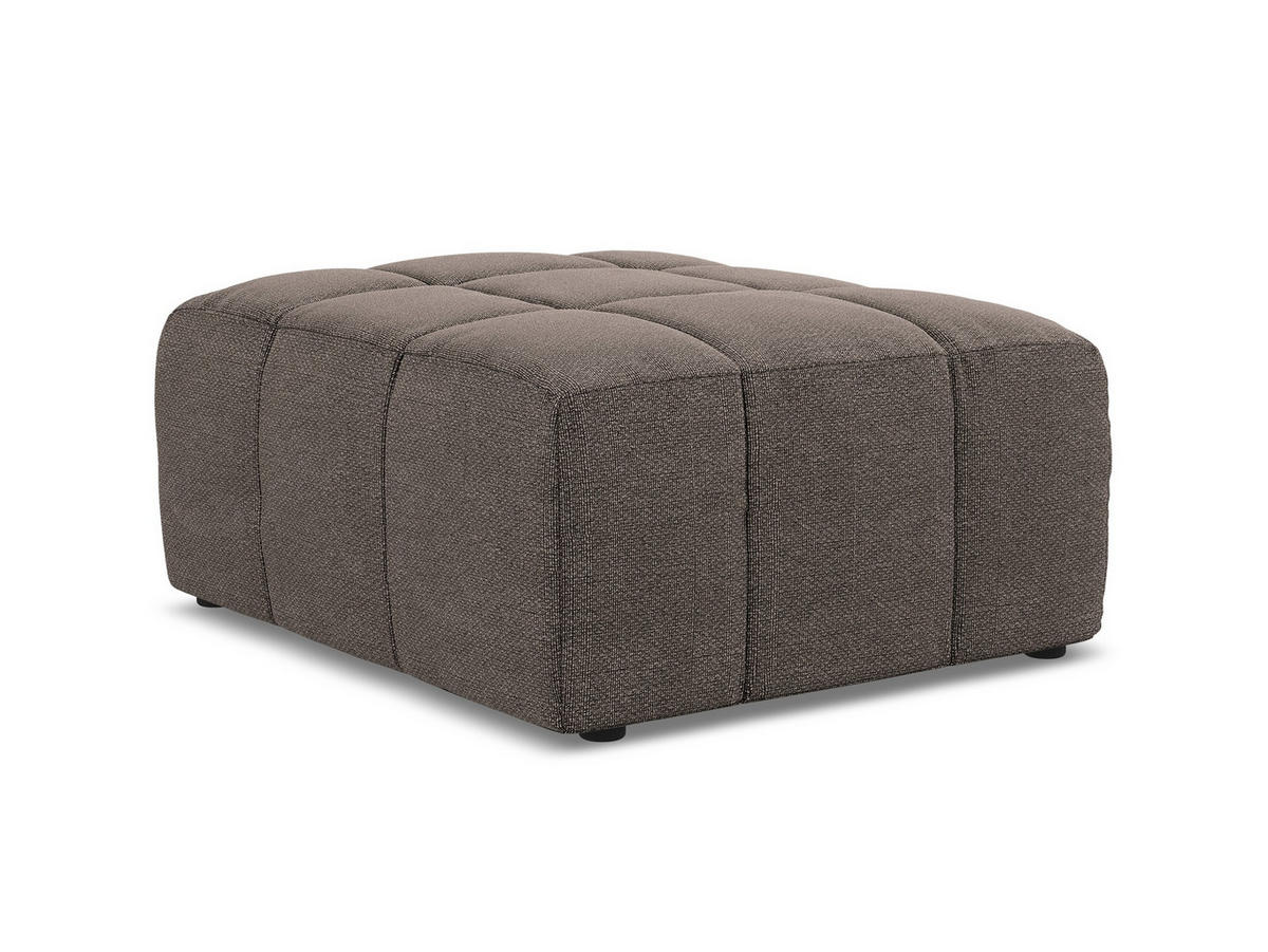 POUF Bouclé Stoff Braun - Schwarz/Mokka, Holzwerkstoff/Kunststoff (75/41/90cm) - Makamii