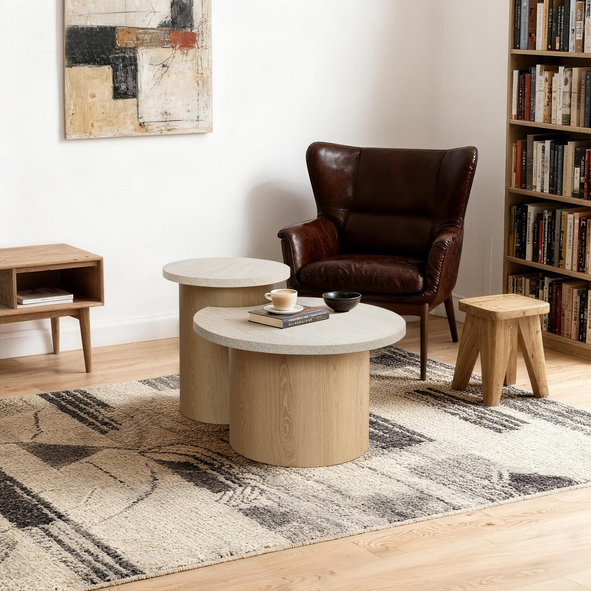 COUCHTISCHE 2er-Set, Holz | B85 x T60 x H47,5 cm - Braun, Holzwerkstoff (60/85/47.5cm) - Hometopia