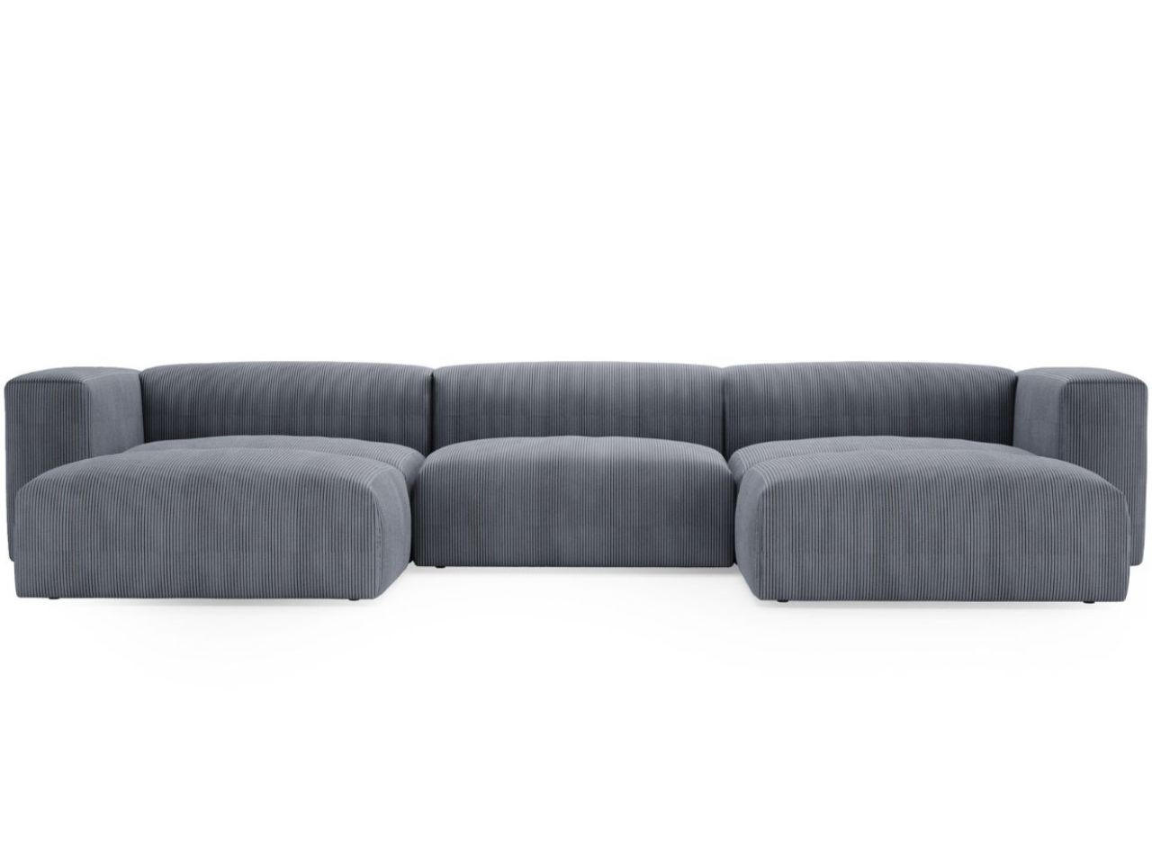 WOHNLANDSCHAFT U Landi Grau - Schwarz/Grau, Kunststoff/Textil (340/85/180cm) - Graingold