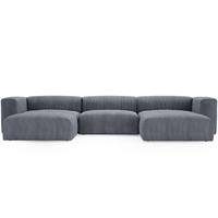 WOHNLANDSCHAFT U Landi Grau - Schwarz/Grau, Kunststoff/Textil (340/85/180cm) - Graingold