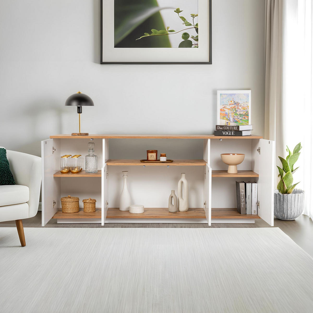 BUFFETSCHRANK arista weiss - Weiß, Holz (44/75/180cm) - Habitat Garten