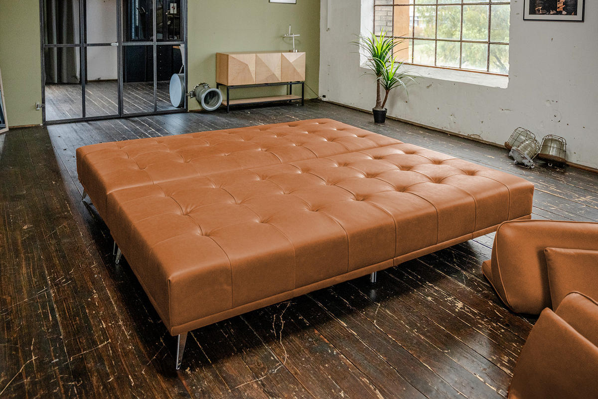 MODULSOFA WIOLO Braun Leder - Dunkelbraun/Silberfarben, Leder/Metall (350/83/240cm) - KAWOLA