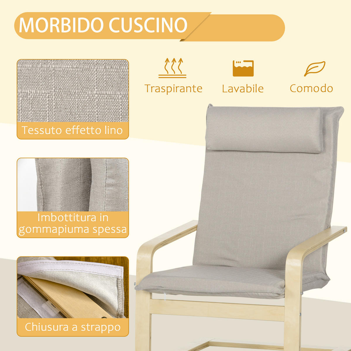 RELAXSESSEL Fußhocker Holz Stoff Kopfstütze 67 x 69 x 100 cm Grau - Grau, Textil (67/92/78cm) - Vallsero