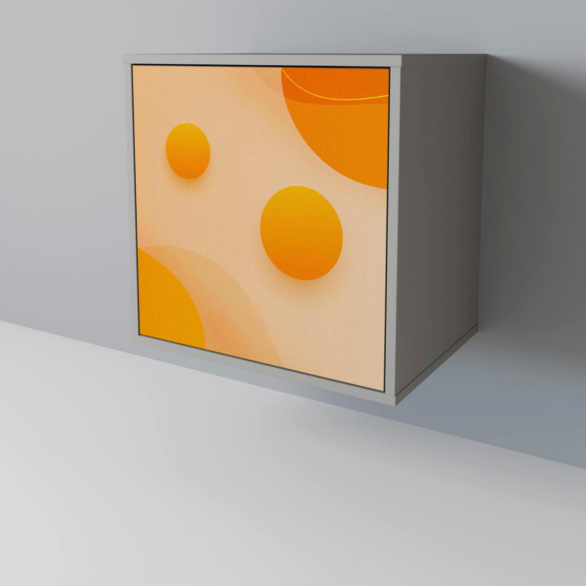 SIDEBOARD ORANGE ARRANGEMENT, Grau, 57,5x42x75,5 cm, Goldfarbene Metallfüße - Goldfarben/Multicolor, Holzwerkstoff/Metall (57.5/75.5/42cm) - SpaceRebels