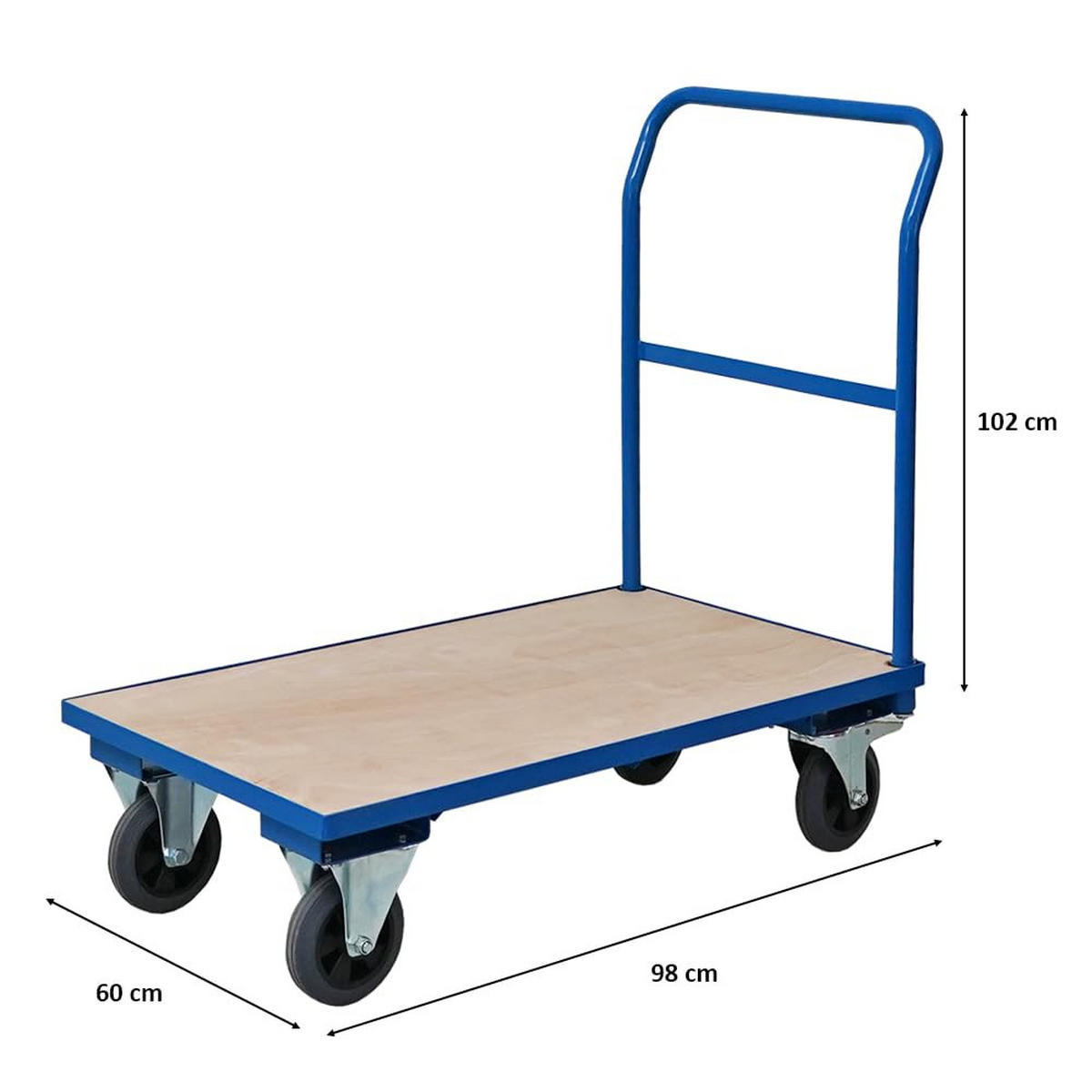 PLATTFORMWAGEN 102x60x98cm Traglast 450kg Lichtblau - Hellblau, Holzwerkstoff (98/60/102cm) - PROREGAL