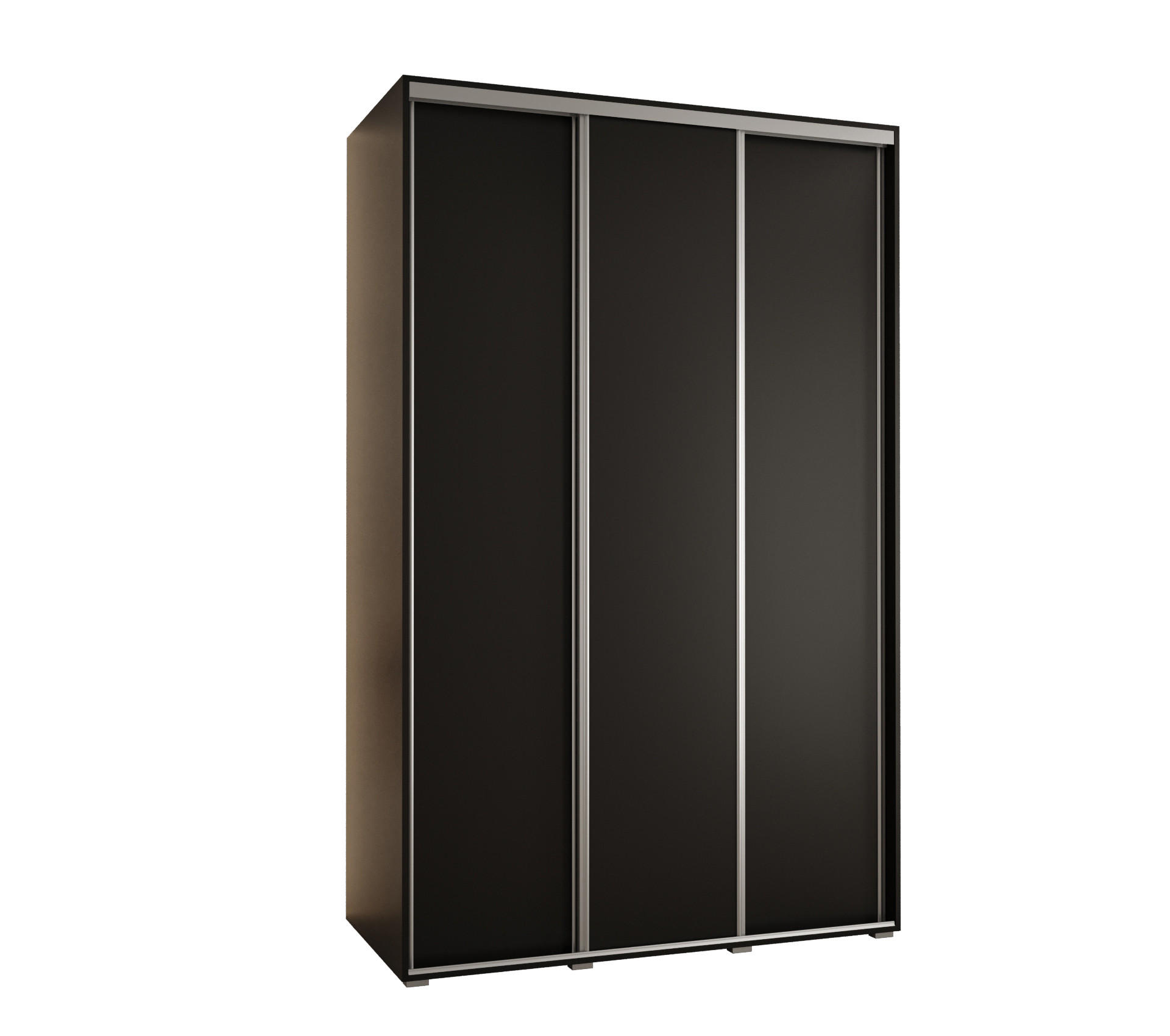 Abiks Möbel Schwebetürenschrank Schwarz, Schwarz, Silber 160x235x60 cm