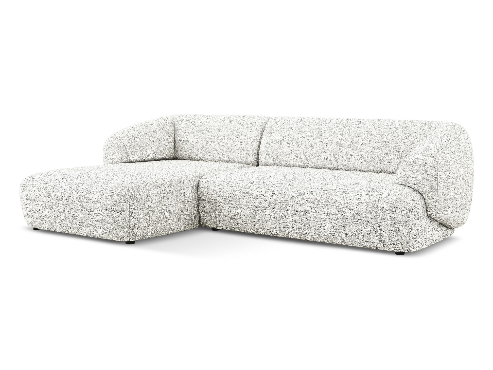 ECKSOFA links Strukturstoff Stoff Weiß - Beige/Schwarz, Kunststoff/Textil (156/280cm) - Makamii