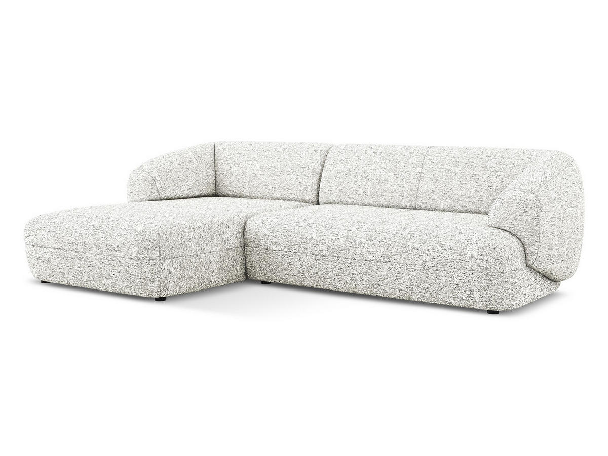 ECKSOFA links Strukturstoff Stoff Weiß - Beige/Schwarz, Kunststoff/Textil (156/280cm) - Makamii