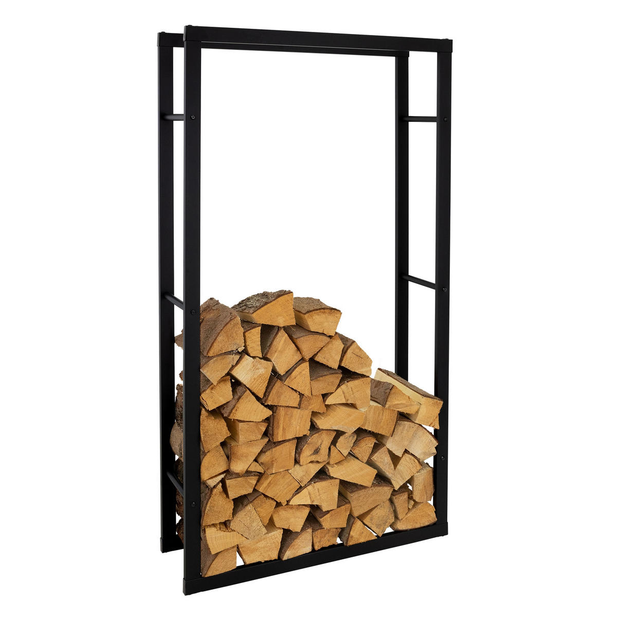 KAMINHOLZREGAL - Schwarz, Metall (25/150/80cm) - ML-DESIGN
