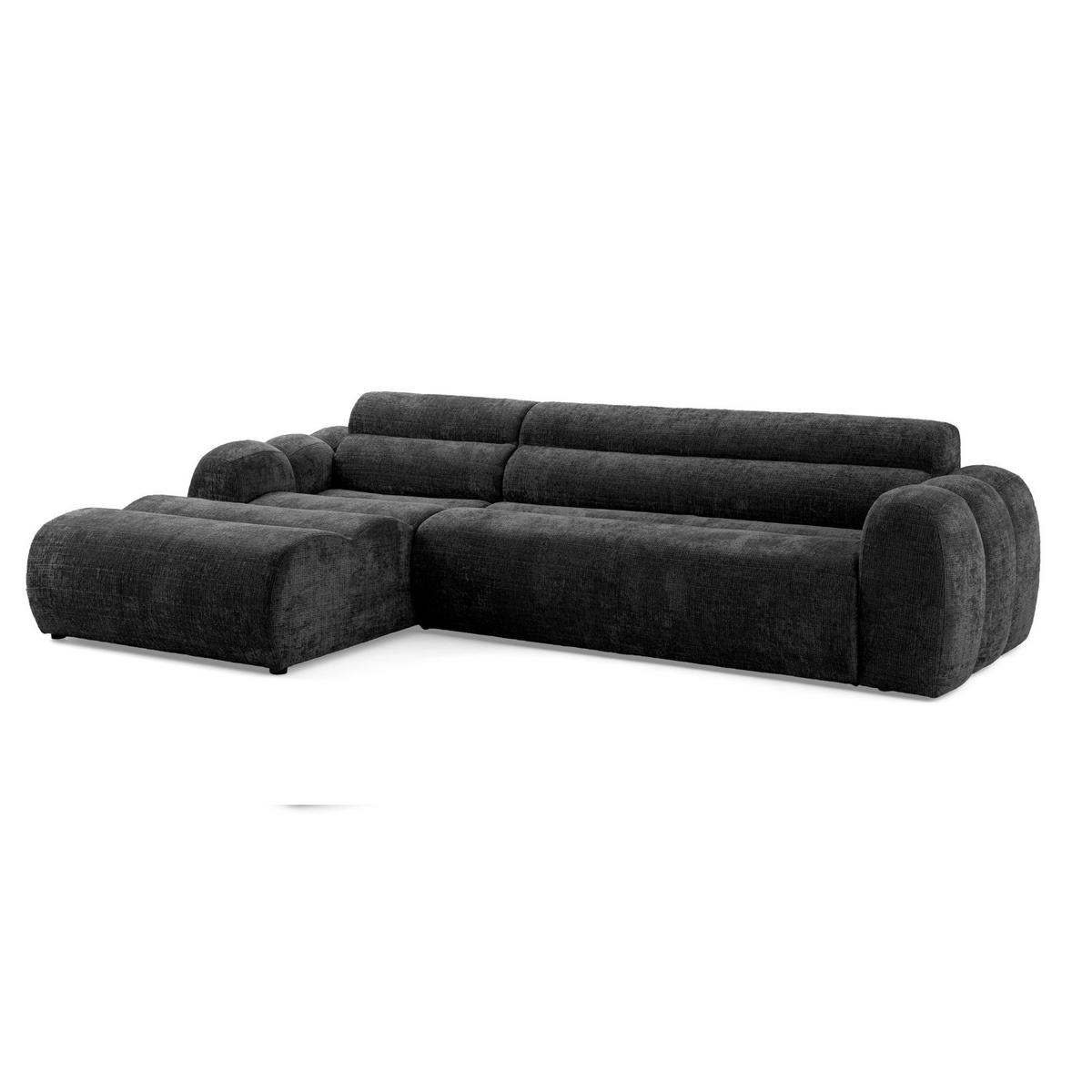 4-SITZER modulares Ecksofa VEER SET 1 Links, 298 x 175 cm, Chenille Webstoff Anthrazit - Anthrazit/Schwarz, Holz/Kunststoff (298/175cm) - Muffo