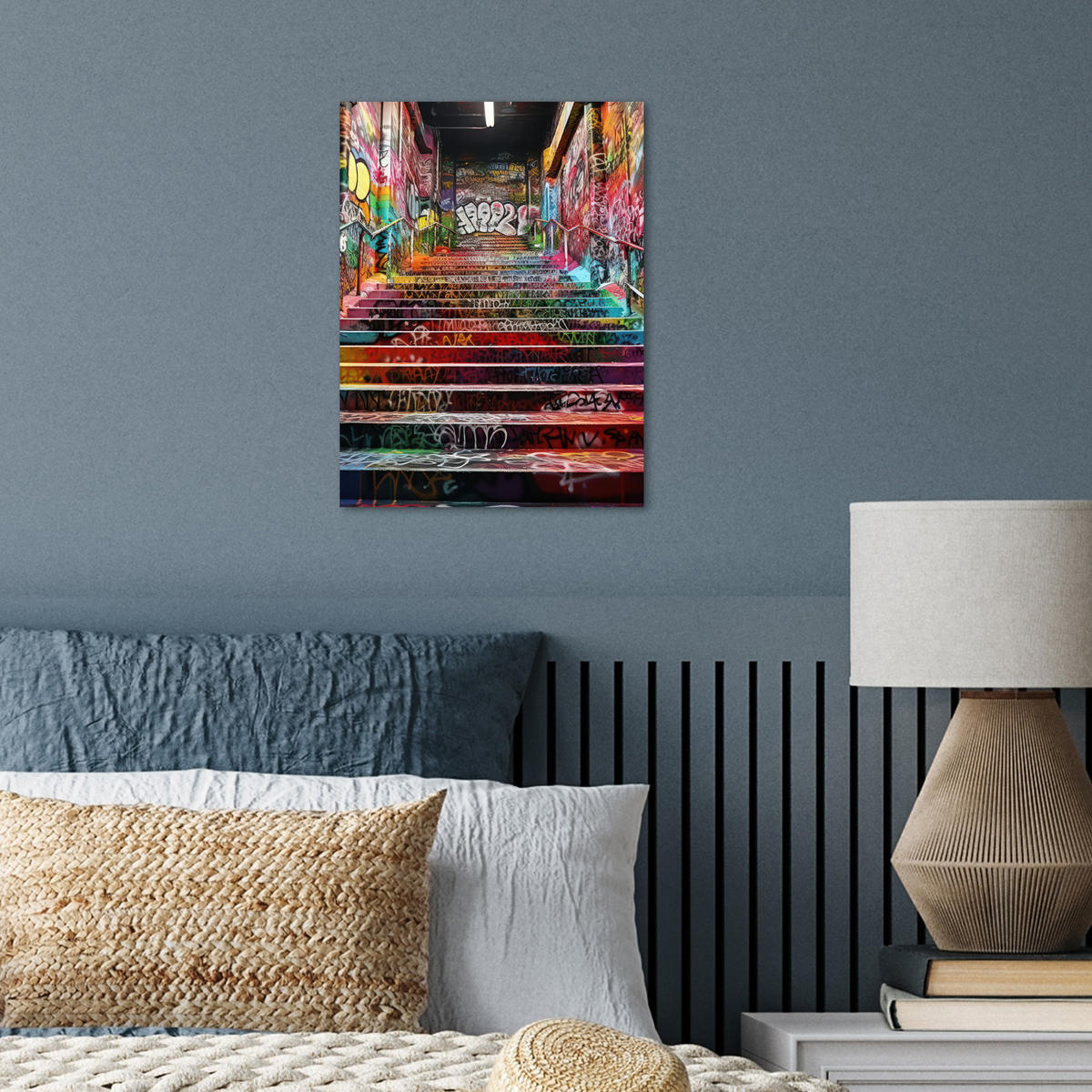 POSTER Treppe - Graffiti - Farben - Kunst 30x40 cm - Multicolor, Papier (30/40/0.1cm) - MuchoWow