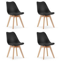 ESSZIMMERSTUHL 4-er Set RIKX Schwarzer Sitz, Schwarze Beine - Schwarz, Kunststoff (49/82/43cm) - Valora