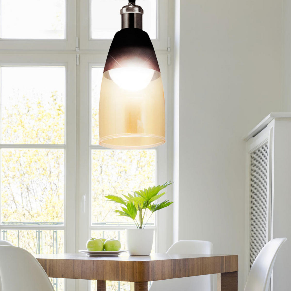 HÄNGELEUCHTE Glasschirm Beige - Beige, Glas/Metall (13/13/134cm) - Globo Lighting