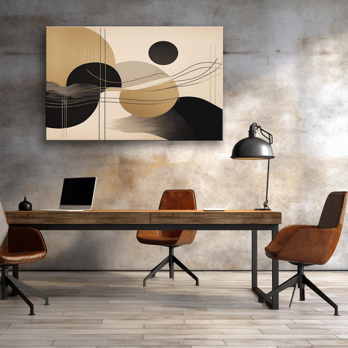 WANDBILD geometrische abstraktion glamour - Beige, Textil (60/40cm) - Feeby