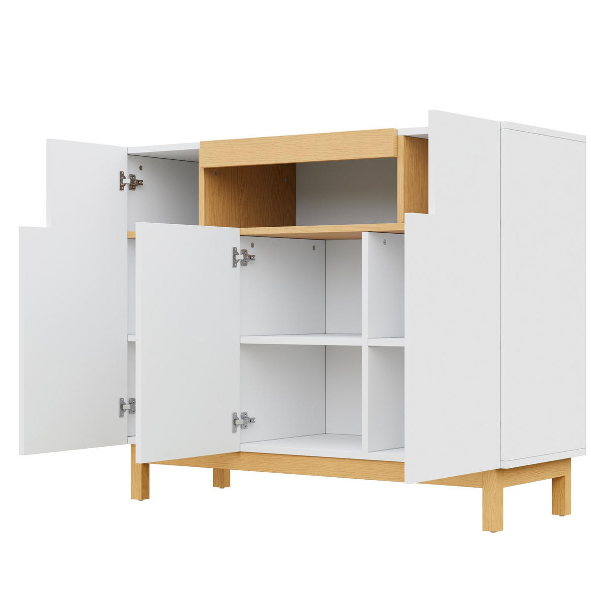 SIDEBOARD 120,5/42/96 cm in Weiß mit 3 Türen und offenem Fach - Weiß, Holzwerkstoff (120.5/96/42cm) - Flora Grace