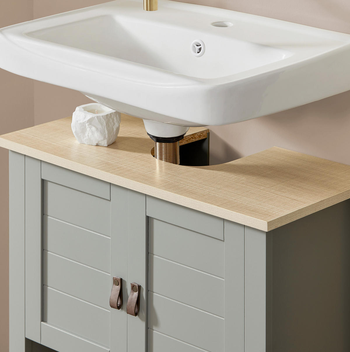 WASCHBECKENUNTERSCHRANK, Hellgrau, 60x60x30cm - Grau, Holzwerkstoff (60/60/30cm) - SoBuy
