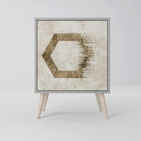SIDEBOARD HEXAGONAL SHAPES, Grau, 57,5x42x77,5 cm, Schräge Buchenholzfüße - Buchefarben/Multicolor, Holzwerkstoff/Buchenholz (57.5/77.5/42cm) - SpaceRebels