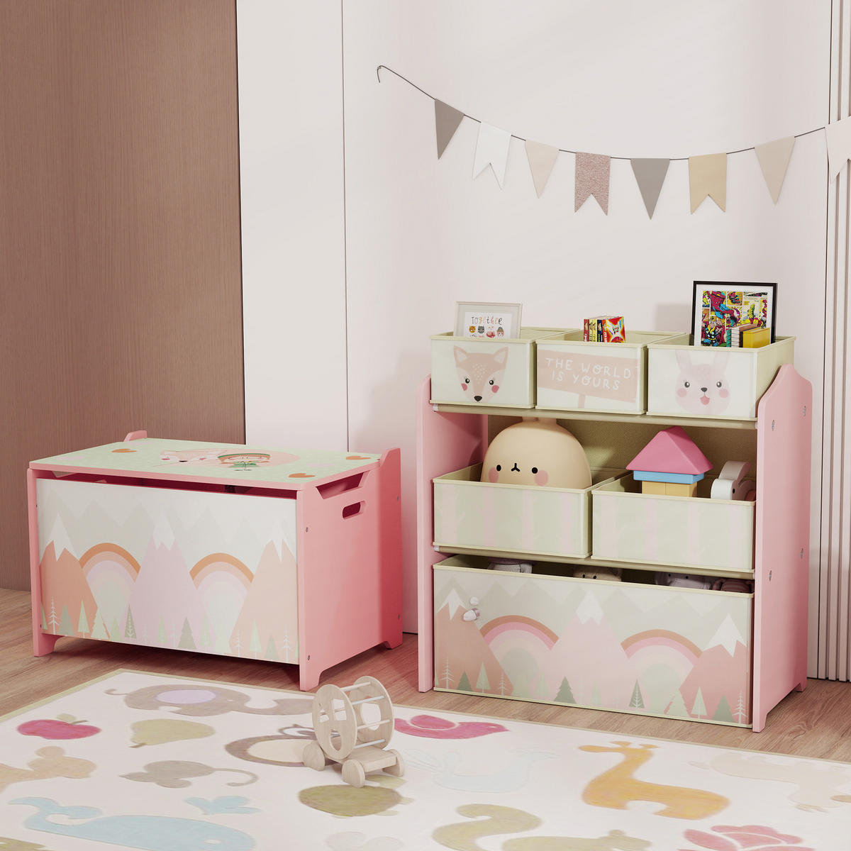 KINDERREGAL DE-17230 6 herausnehmbare Vliesstoffboxen Rosa - Pink, Metall (63/66/30cm) - ComfortXL
