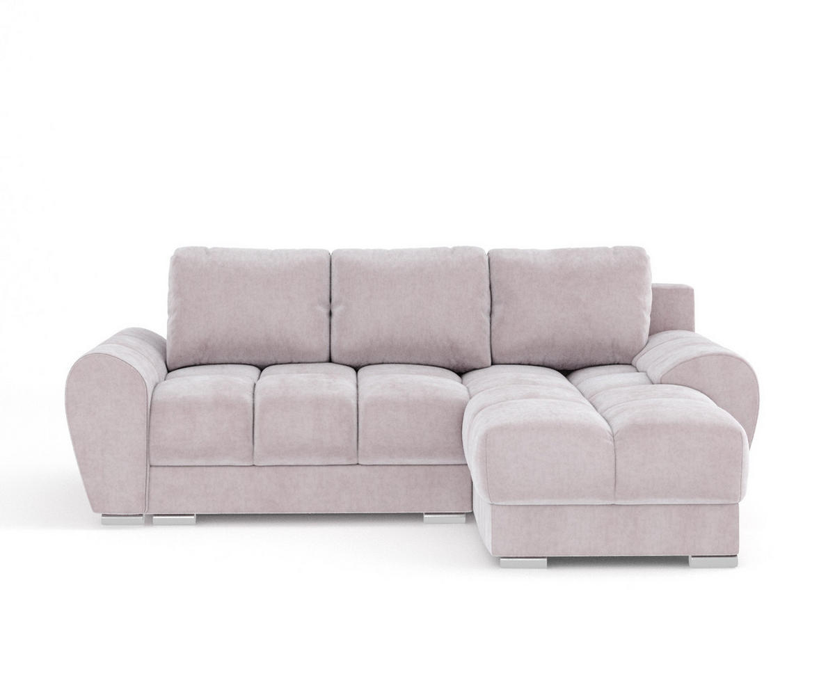 ECKSOFA MIT SCHLAFFUNKTION Peebles Lila Samtstoff - Chromfarben/Flieder, Holz/Holzwerkstoff (256/175cm) - Maison de Reve
