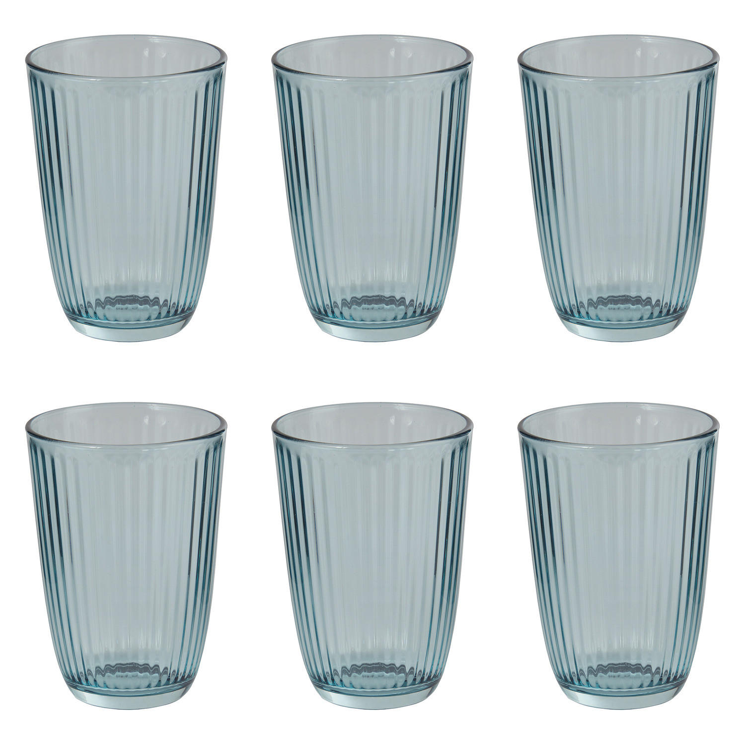 DRINKGLAS (6er Set) Linee - Blau, Glas (0.39L) - BUTLERS