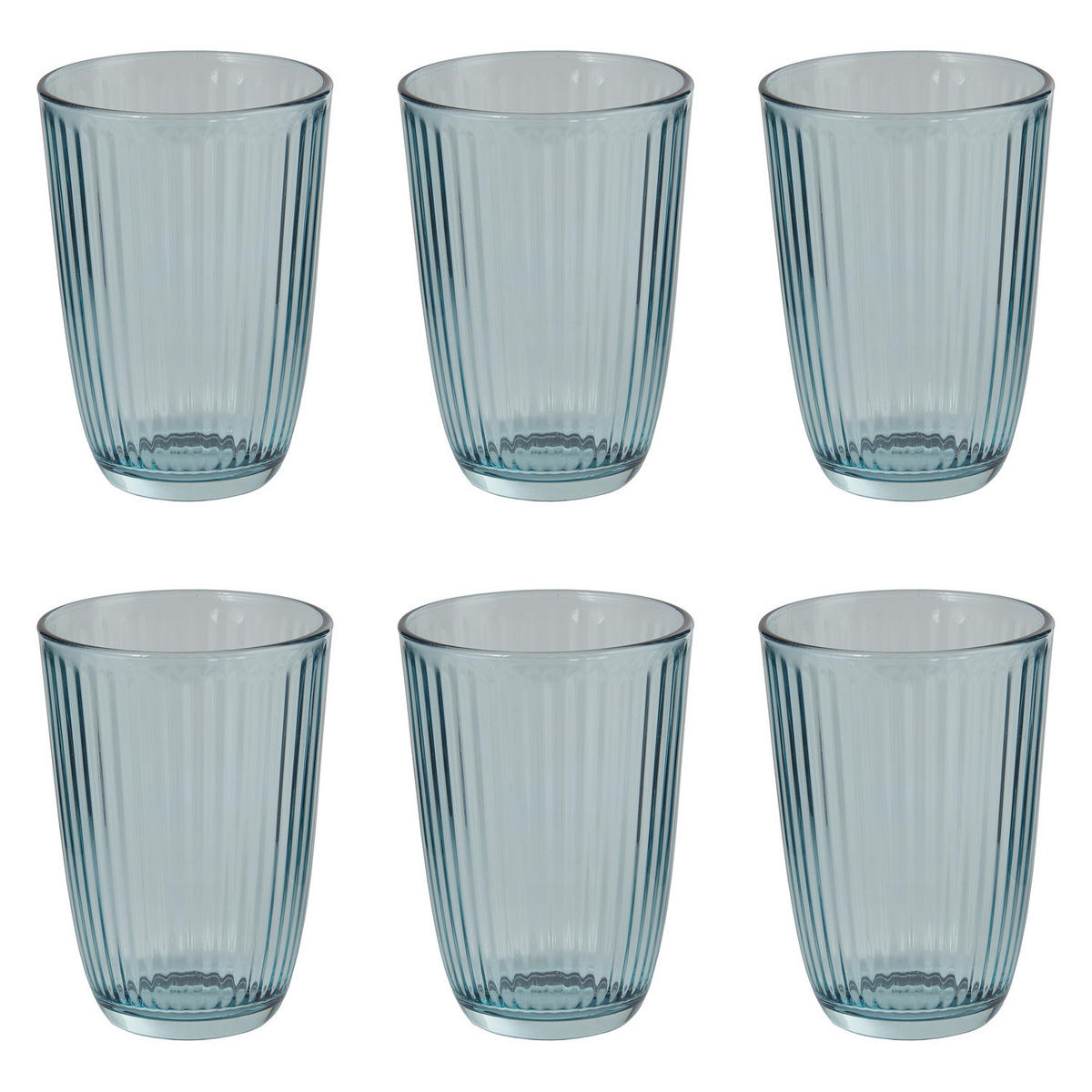 DRINKGLAS (6er Set) Linee - Blau, Glas (0.39L) - BUTLERS