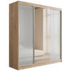 KLEIDERSCHRANK mit Spiegel V2-VITA 215x200 cm - Sonoma Eiche|Weiß - Weiß/Sonoma Eiche, Holzwerkstoff (200/215/61cm) - ALTDECOR