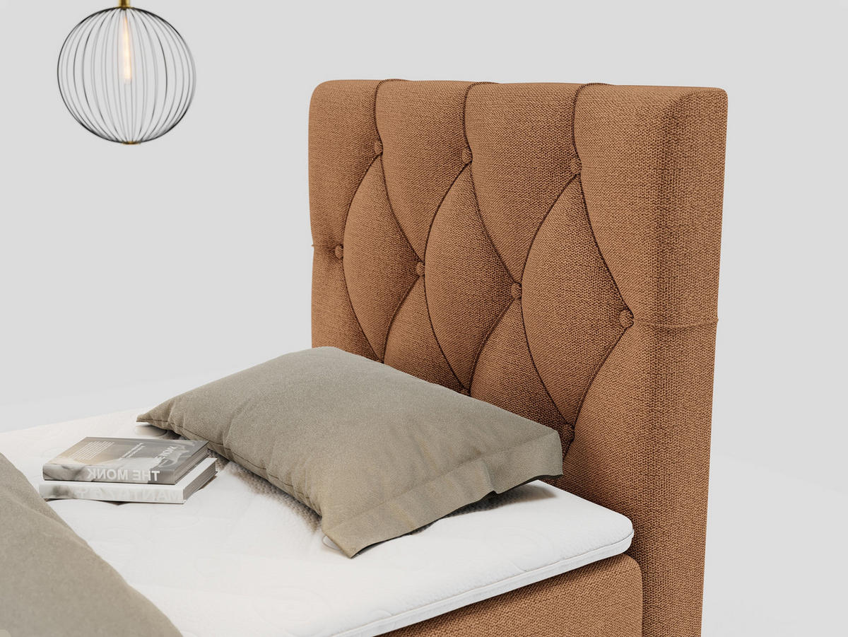 BOXBETT ALDA 90/200 Orange Struktur - H3 - Rechts Seite - Orange, Holz/Textil (90/200cm) - MKS